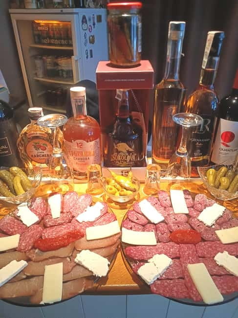 Bulgarian Premium Aged Rakia, Cold Cuts and Pickles Tasting - Five Aged Rakias, Small Glasses, Big Differences